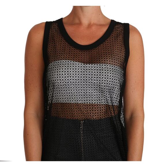 Dolce & Gabbana Geometric Mesh Sleeveless Top Women Black Tops & T-Shirts - Picture 3 of 4